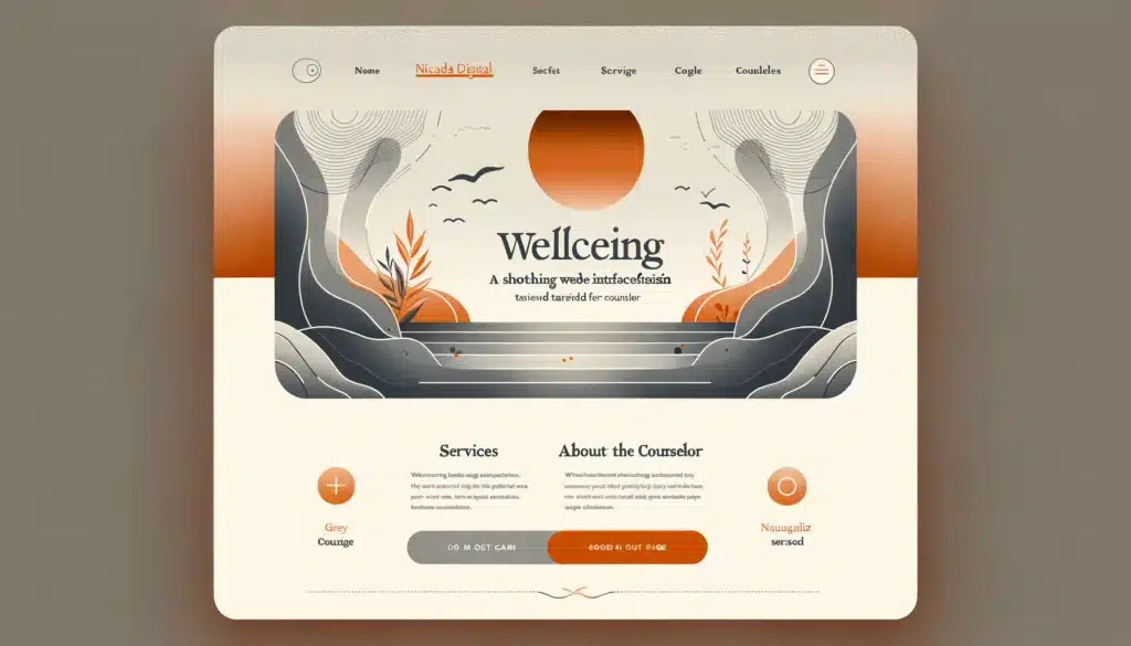 Image featuring a soothing web interface design tailored for counsellors