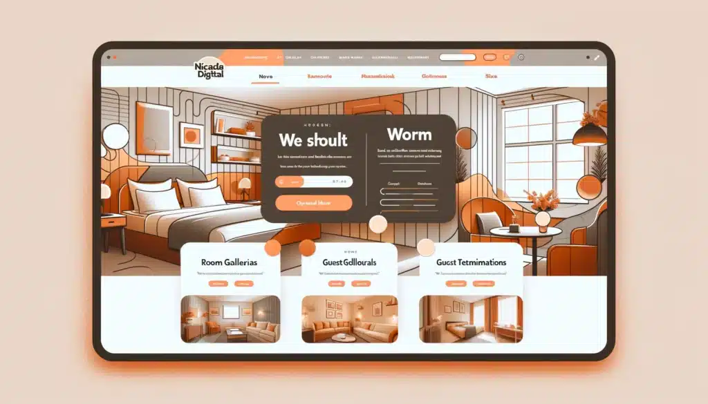 Image featuring a warm web interface design tailored for bed and breakfast owners