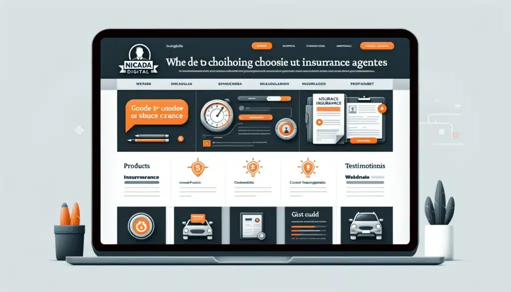 Image portraying a professional and informative website design for insurance agents