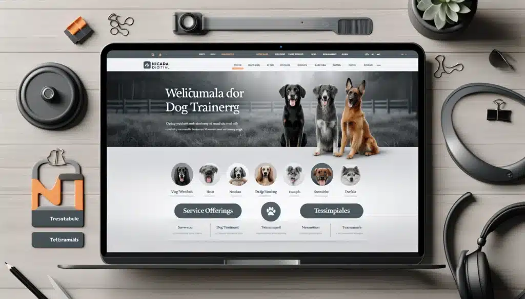 Image reflecting a professional web design for dog trainers