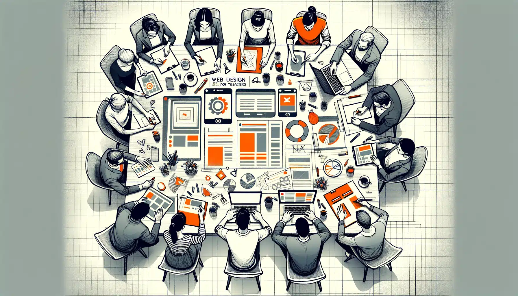 Image representing a collaborative web design process involving teachers for the article titled 'Web Design for Teachers'