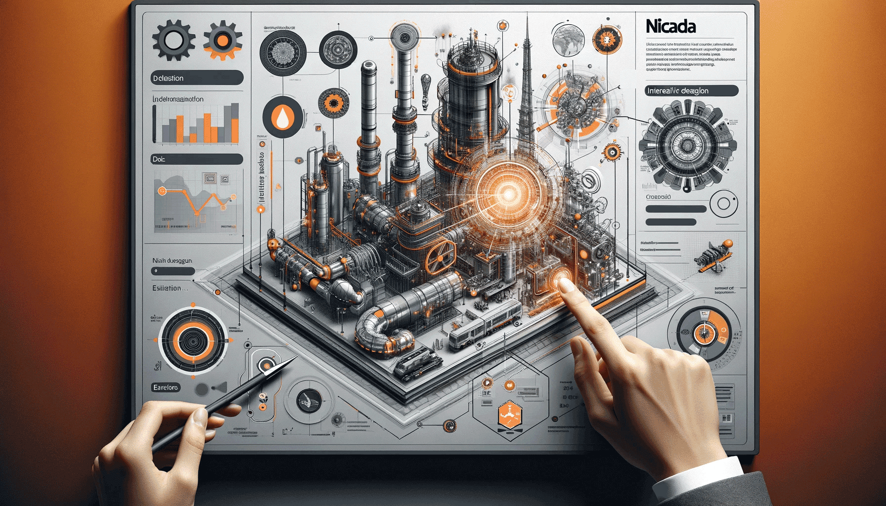 Image showcasing the integration of interactive elements like 3D models or technical diagrams on an engineering website