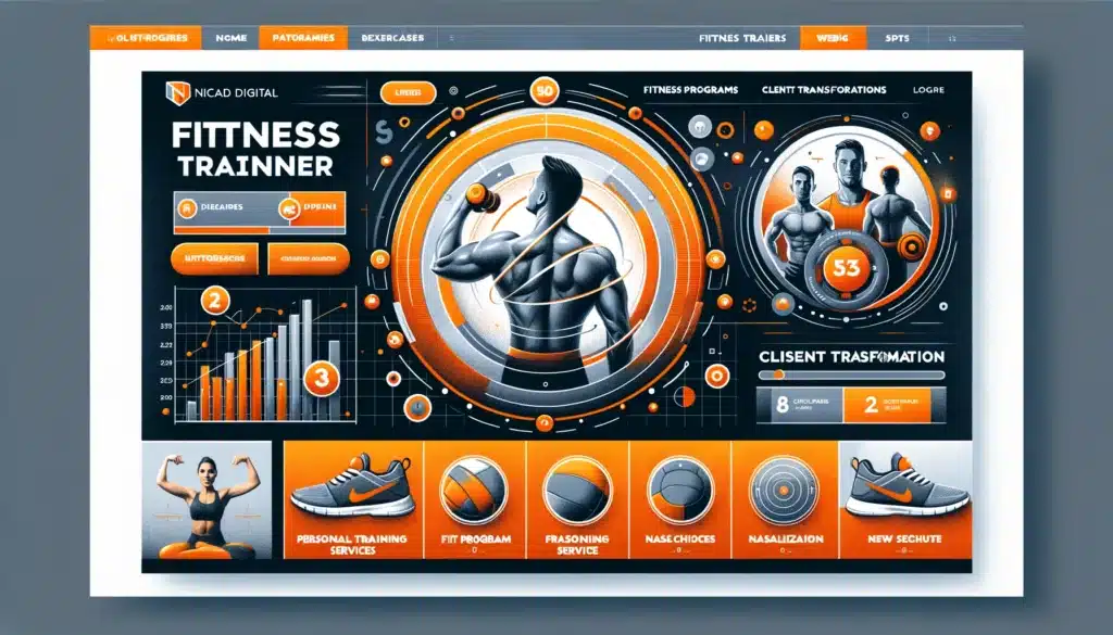 Image showing a vibrant, engaging web design for fitness trainers