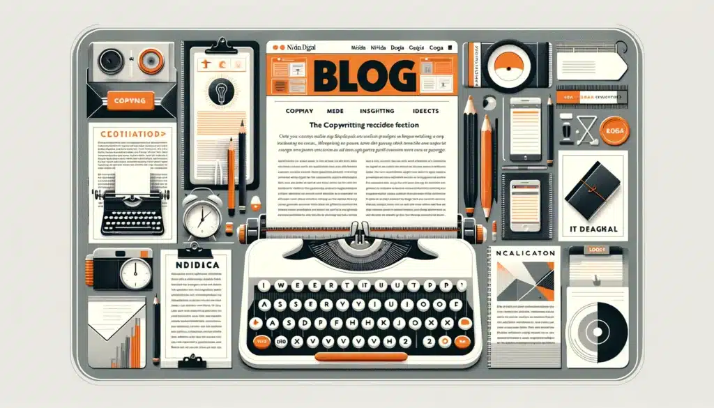 Image visualizing the blog section of a copywriting website, featuring a user-friendly interface for reading articles and insights