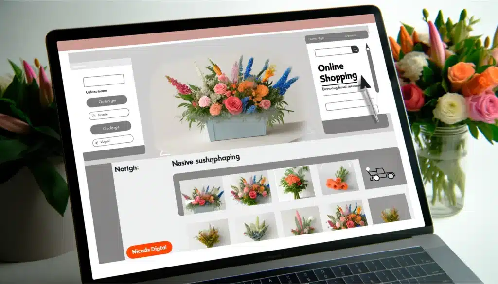 Web Design for Florists - image visualizing the online shopping aspect of a florist's website